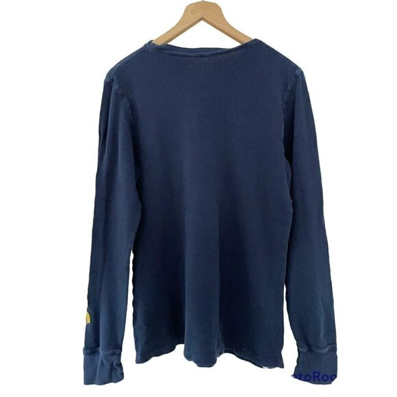 Salty Crew Men's Sz M Blue Thermal Sailor Fisherman Shirt Yellow Logo - Picture 3 of 6